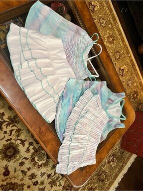 Lucky in Love Mint Trim Pastel Aqua & Lavender Tennis Two-Piece